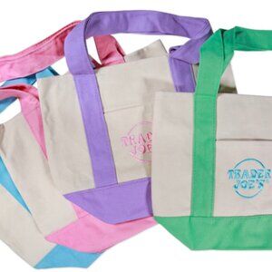 New Trader Joe's Mini Pastel Canvas Tote Bags